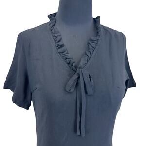 Vintage 1960s Black Mad Men Wiggle Dress with Ruffle Neck & Bow – ILGWU